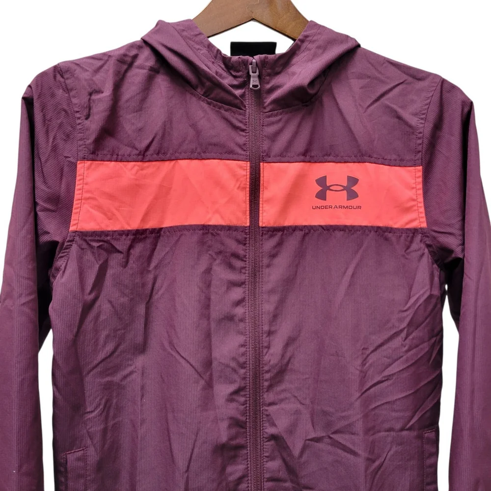 Under Armour Youth Full-Zip Windbreaker Hoodie Long-Sleeves Size Large